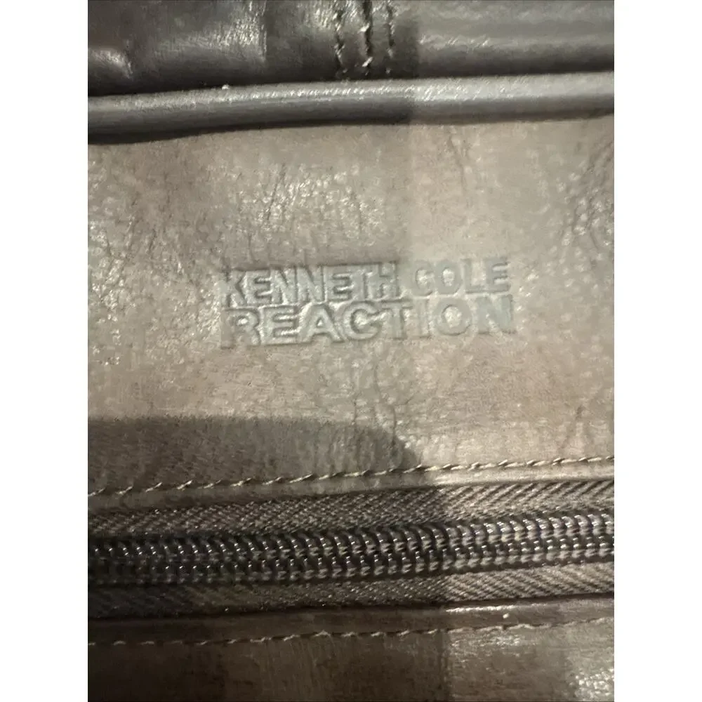 Kenneth Cole Reaction Brown Leather Briefcase Laptop Messenger Bag
